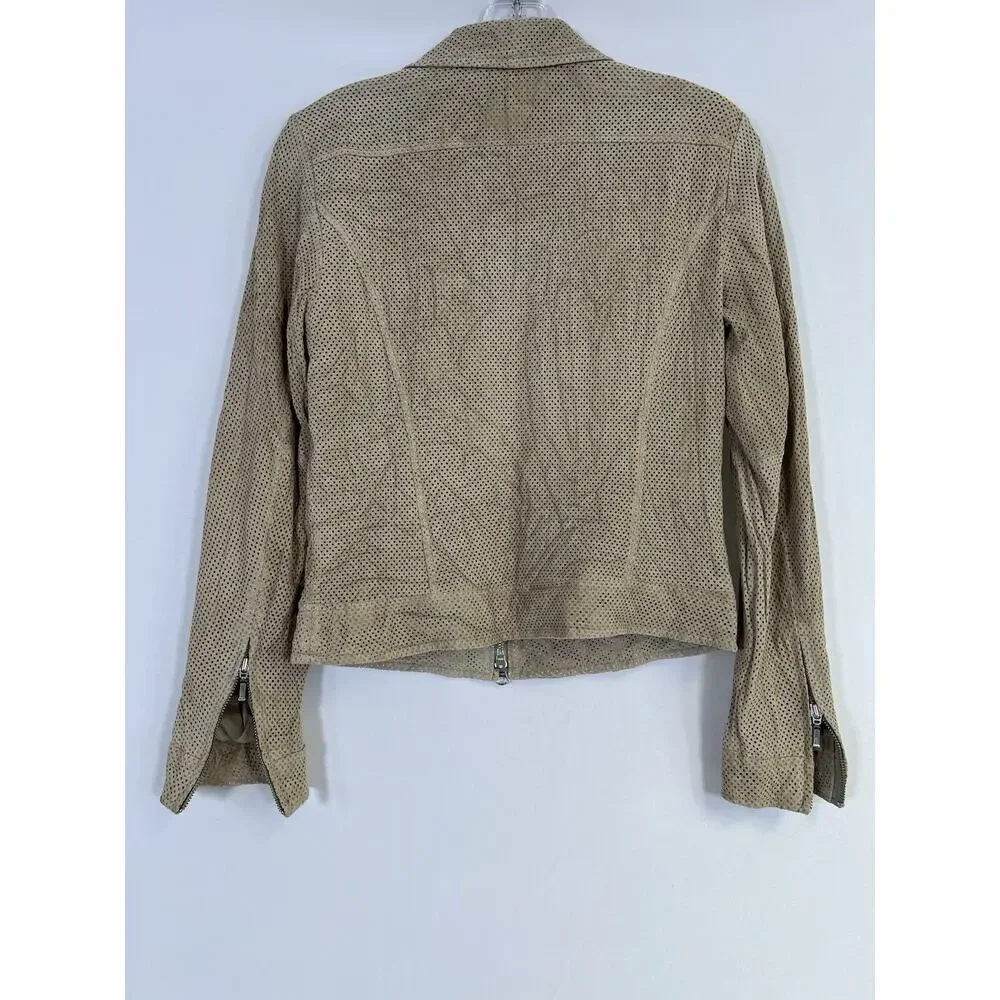 Vintage Womyn 100% Leather Cutout Jacket Perforated Women's‎ Size Small